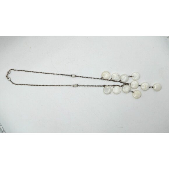 Sterling Silver 925 GLP Mother of Pearl Disc Bib Necklace Cascading - Picture 5 of 5